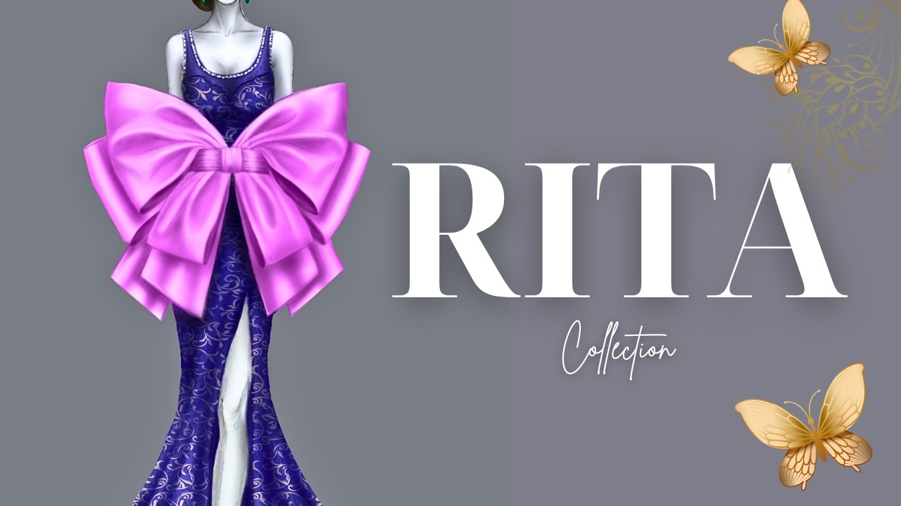 Luxury Purple Evening Gown Sketch with Dramatic Bow | Fashion Illustration