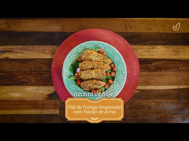 Receitou - Filé de frango empanado com flocão de arroz