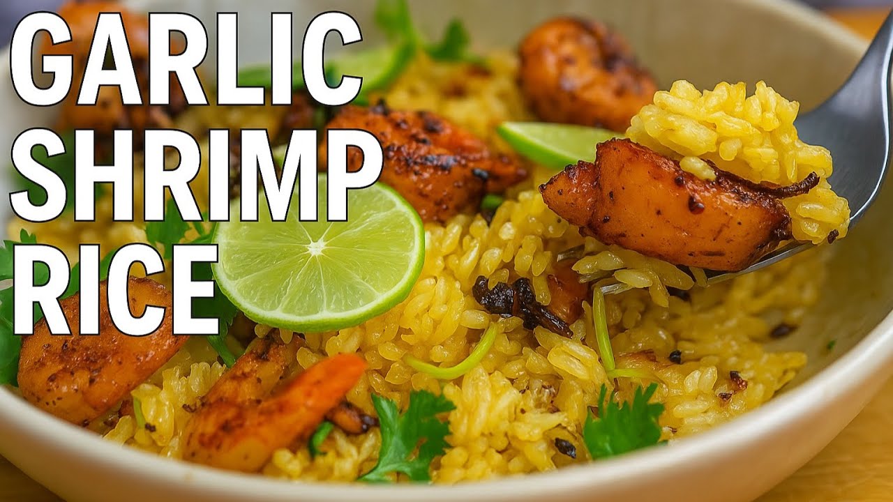 Здоровый, низкокалорийный рис с креветками и чесноком, который тает во рту