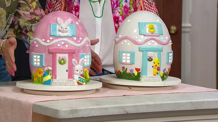 Mr. Cottontail 10" Illuminated Ceramic Easter Egg House on QVC