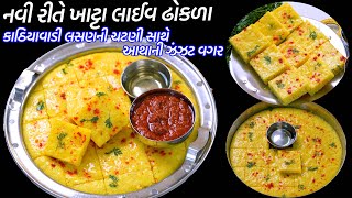 આથાની ઝંઝટ વગર દાળચોખાના નવીરીતે ખાટ્ટા લાઈવ ઢોકળા | Khatta live Dhokla Kathiyawadi Garlic Chutney screenshot 3