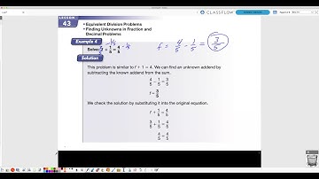 Saxon Math L.43 Equivalent Division Problems - Finding Unknowns in Fraction and Decimal Problems