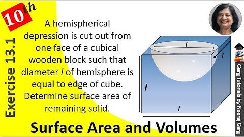 A hemispherical depression is cut out from one face of a cubical | Exercise 13.1 Class 10 Maths Q5