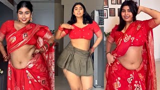 Low Hip Saree D Style For Plus Size Body Red Silk Saree Paired With Red Silk Cotton Blouse