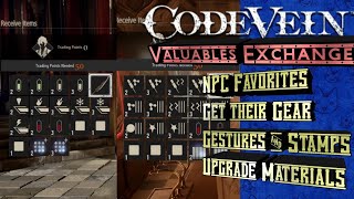 Code Vein Valuable Exchange Guide | NPC Gear Items and Gestures