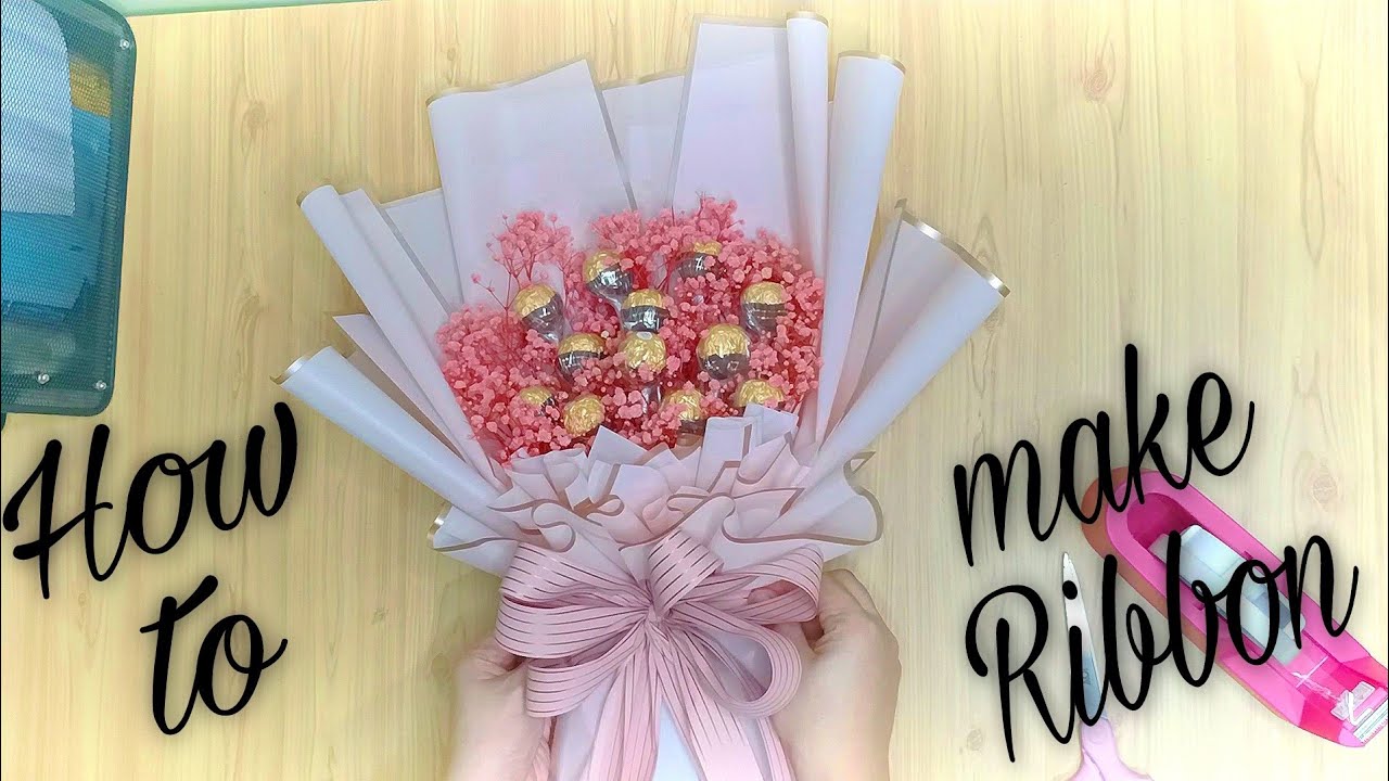 How to Tie a Ribbon for Bouquet/Ribbon Bouquet Tutorial Video