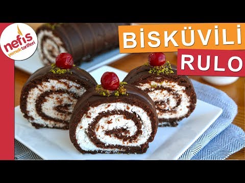 PİŞMEYEN Bisküvili Rulo Pasta - 15 dakikada hazır, sarılmadı kırıldı derdi yok :)