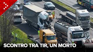 Incidente sull'A4 in provincia di Bergamo, camionista muore in un tamponamento tra tir