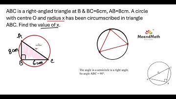 ABC is a right-angled triangle at B & BC=6cm, AB=8cm. A circumscribed circle ........