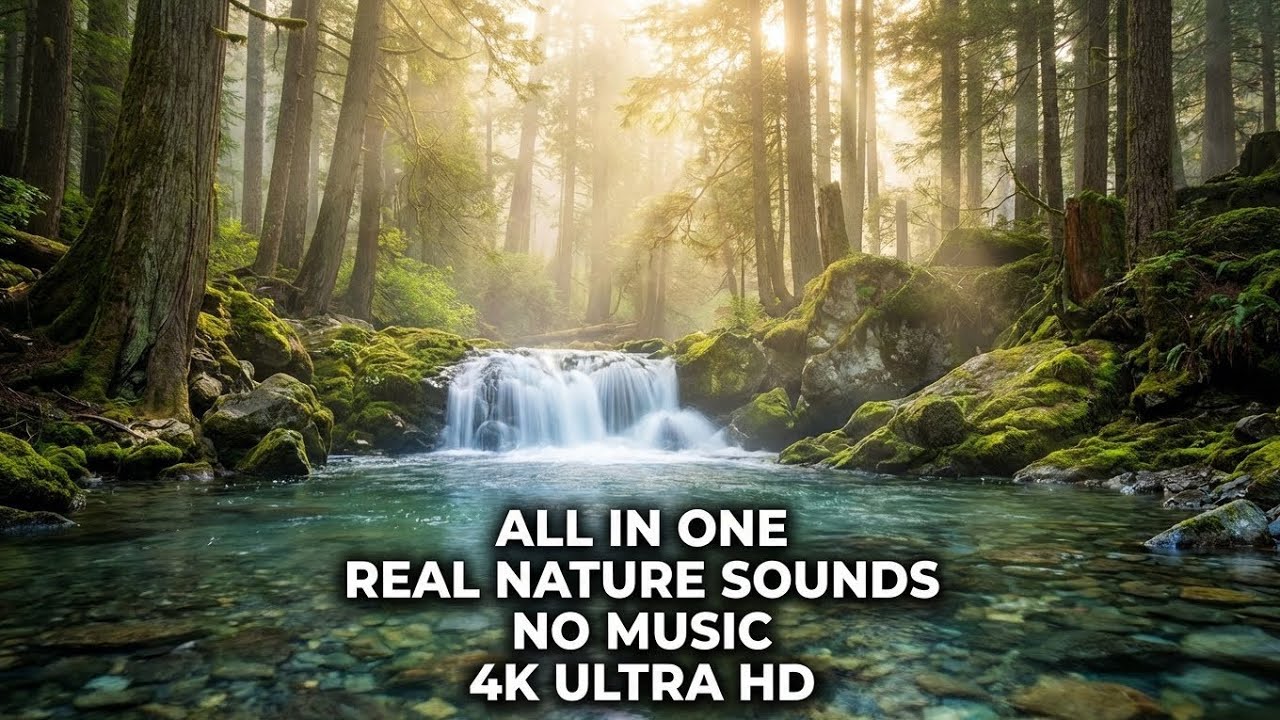 All in One Nature Relaxation 🌿 | Deep Forest Waterfall Sounds | Stress Relief & Better Sleep 4K