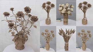 5 Beautiful and Simple Jute flower vase  | Home decorating ideas