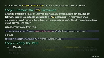 Troubleshooting the Selenium - Chromedriver FileNotFoundError