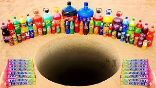 Experiment: Giant Pepsi, Coca Cola and Big Fanta, Sprite, Mtn Dew, Chupa Chups vs Mentos Underground