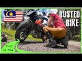 Bump in the road leads to motorcycle fail  roadside repairs  se e47