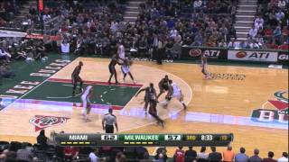 All Brandon Jennings' three point attemps vs Miami Heat, 01/02/2012.