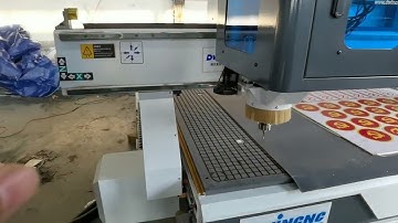 ATC cnc router + Oscillating knife cutting + CCD camera operate video