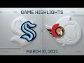 NHL Highlights | Kraken vs. Senators - Mar. 10, 2022