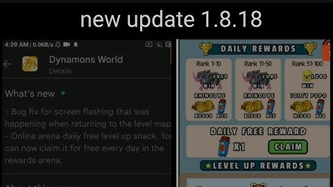 new update 1.8.18 in dynamons world free level up snack