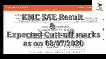 KMC cutt off marks/KMC result 2020/KMC civil sae cutt of marks