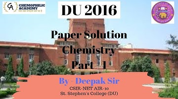 DU 2016 ll Paper Solution || Part 1 || BHU | DU | IIT JAM | Other M.Sc Entrance || By - Deepak Sir