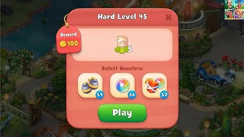 Gardenscapes Hard Level 45 - No Booster - 22 Moves