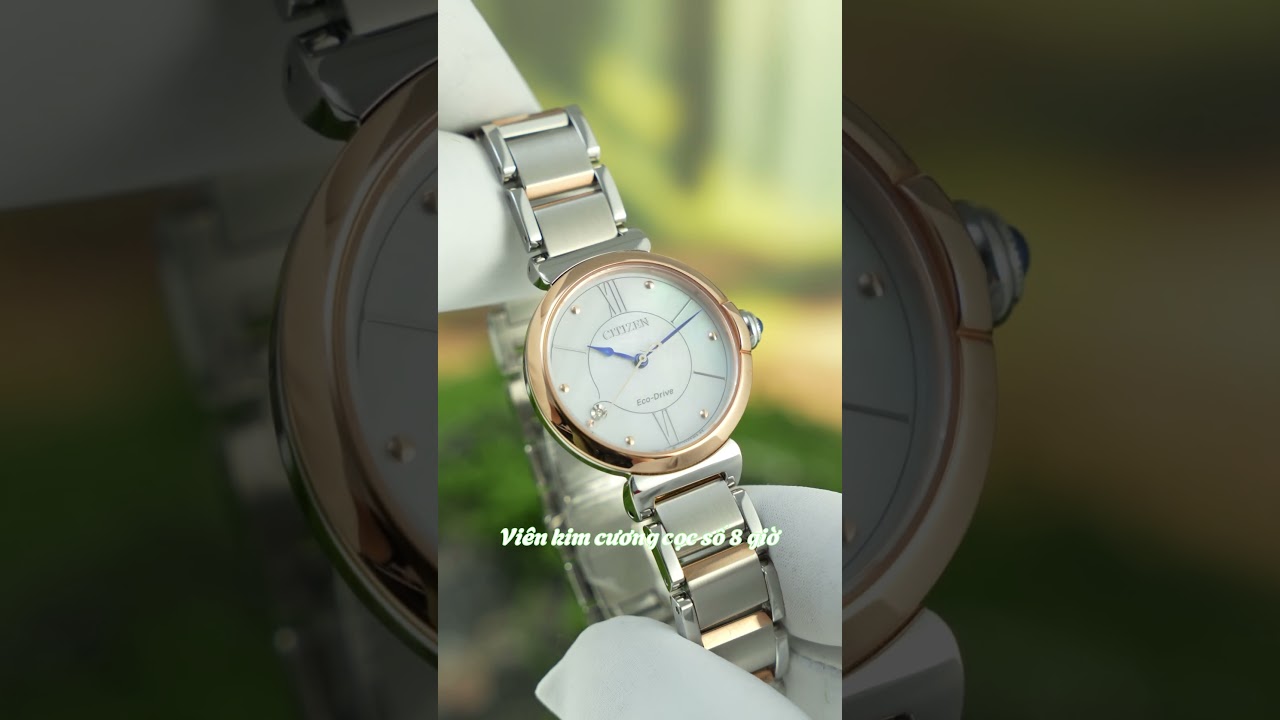 Đồng hồ Citizen L Round EM1074-82D khảm xà cừ nữ tính