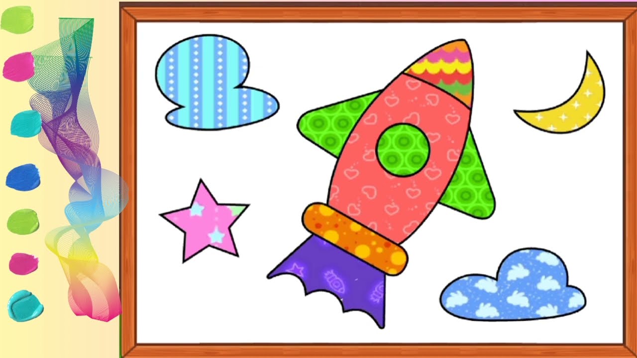 rocket 🚀 coloring page|| drawing and colouring step by step|| 