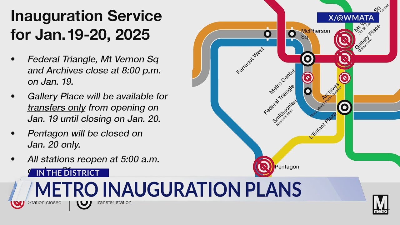 Road closures, Metro service see updates for Inauguration Day