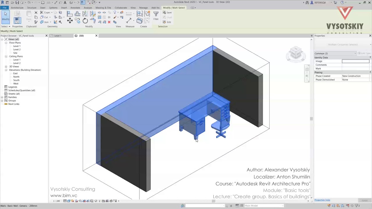 [Autodesk Revit Architecture Pro] Create group. Basics of buildings ...