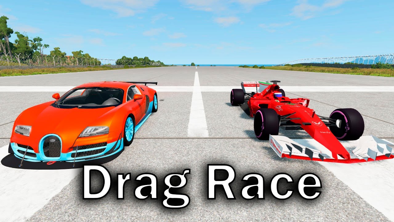 Bugatti Veyron vs F1 Car - DRAG RACE BeamNG Drive - YouTube