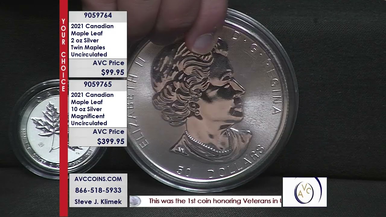 2021 Uncirculated Canadian Maple Leaf 2 oz Silver - Twin Maples and 10 oz Silver - Magnificent