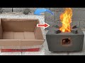 The best idea to build a wood-burning stove with cement and a cardboard box