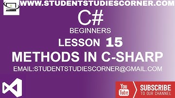 Student Studies Corner- | C# - Lesson 15 | Methods In C# In Urdu Version