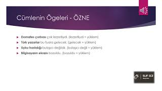 2- Özne - Cümleni̇n Ögeleri̇ Yabancilara Türkçe Öğreti̇mi̇