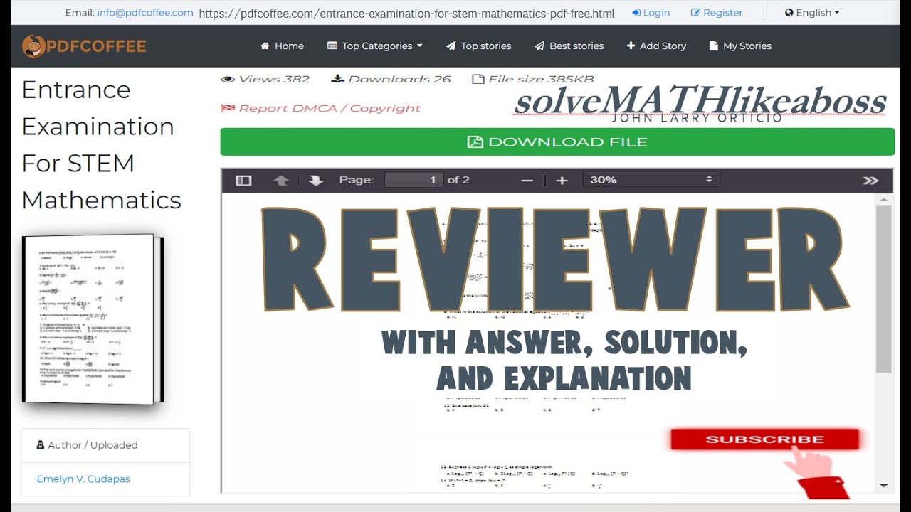 STEM ENTRANCE EXAM REVIEWER PART II, JHS MATH TOPICS