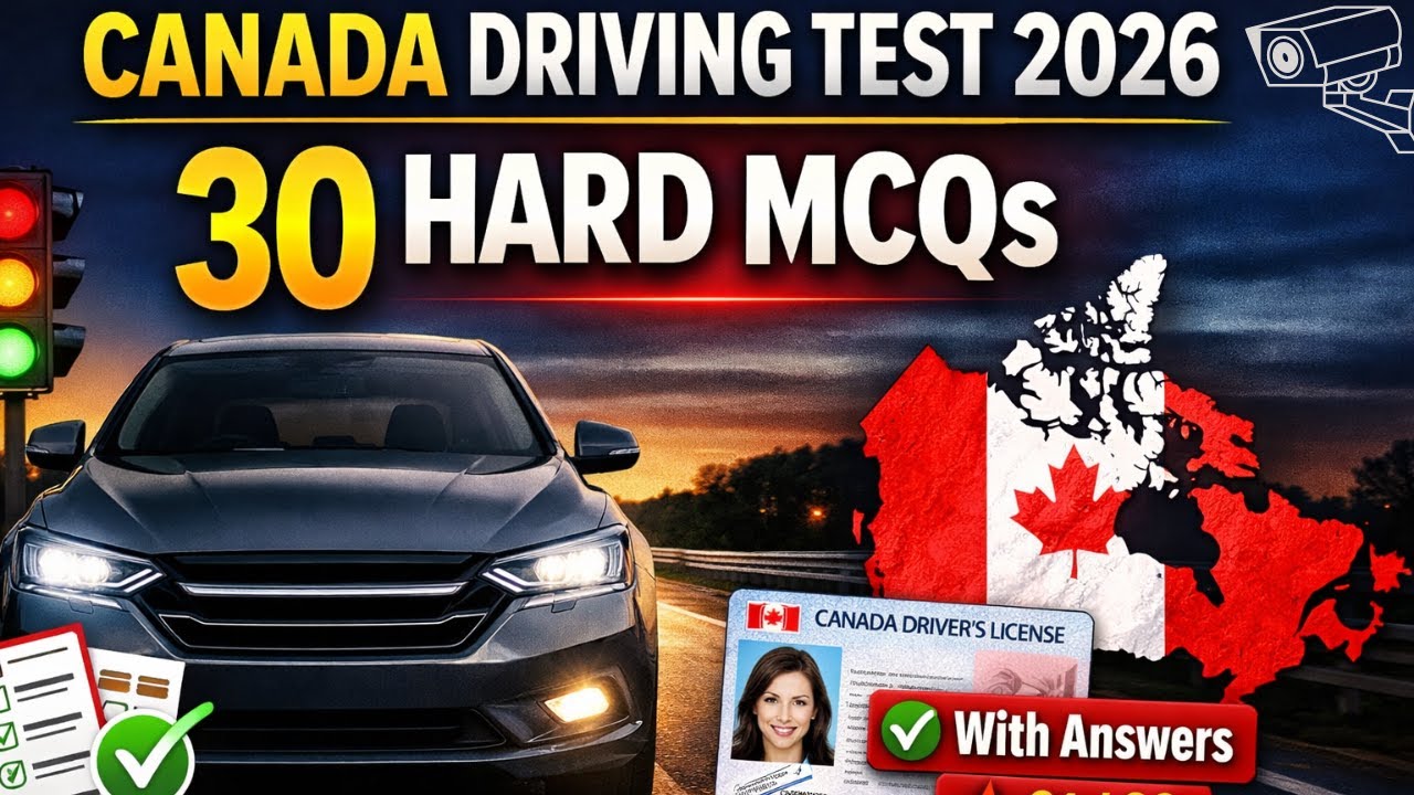 Canada Driving License Test 2026 | 30 Hard MCQs with Answers (G1/G2)