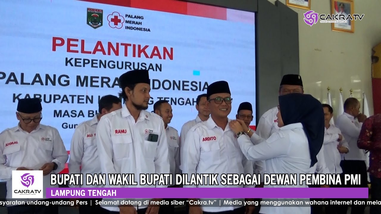 Bupati dan Wakil Bupati Lampung Tengah Dilantik Sebagai Dewan Pembina PMI