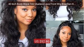 40 Inch Body Wave 7x6 Glueless Lace Front Wig Brazilian Hum... — Top Pick 2026 | Unbeatable Price!