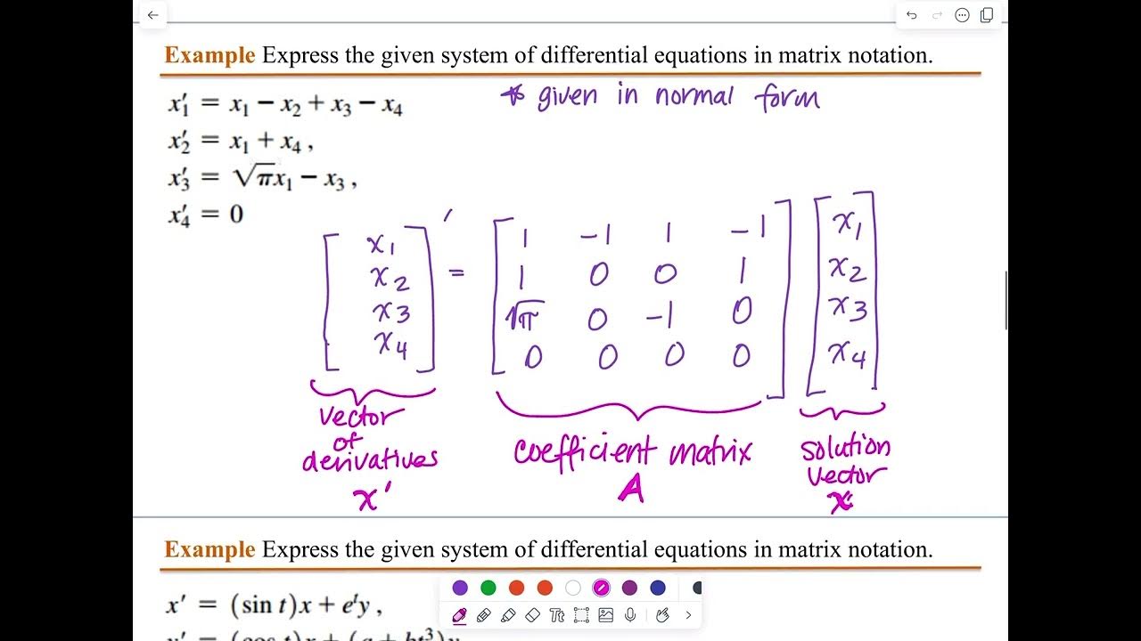 9 1 introduction to matrix methods for linear systems youtube