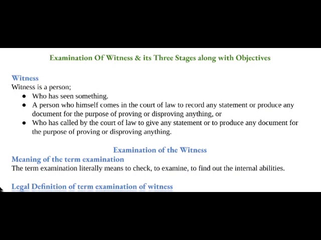 Examination Of Witness & Its Three Stages Along With Objectives - Youtube