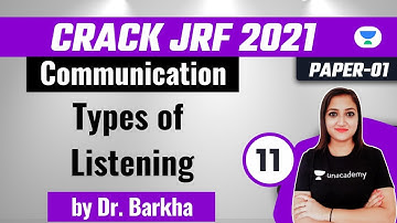 11:00 AM - Crack JRF 2021 | Communication by Dr. Barkha | Types of Listening