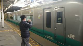 E657系水カツK17編成フレッシュひたち緑塗装品川駅発車