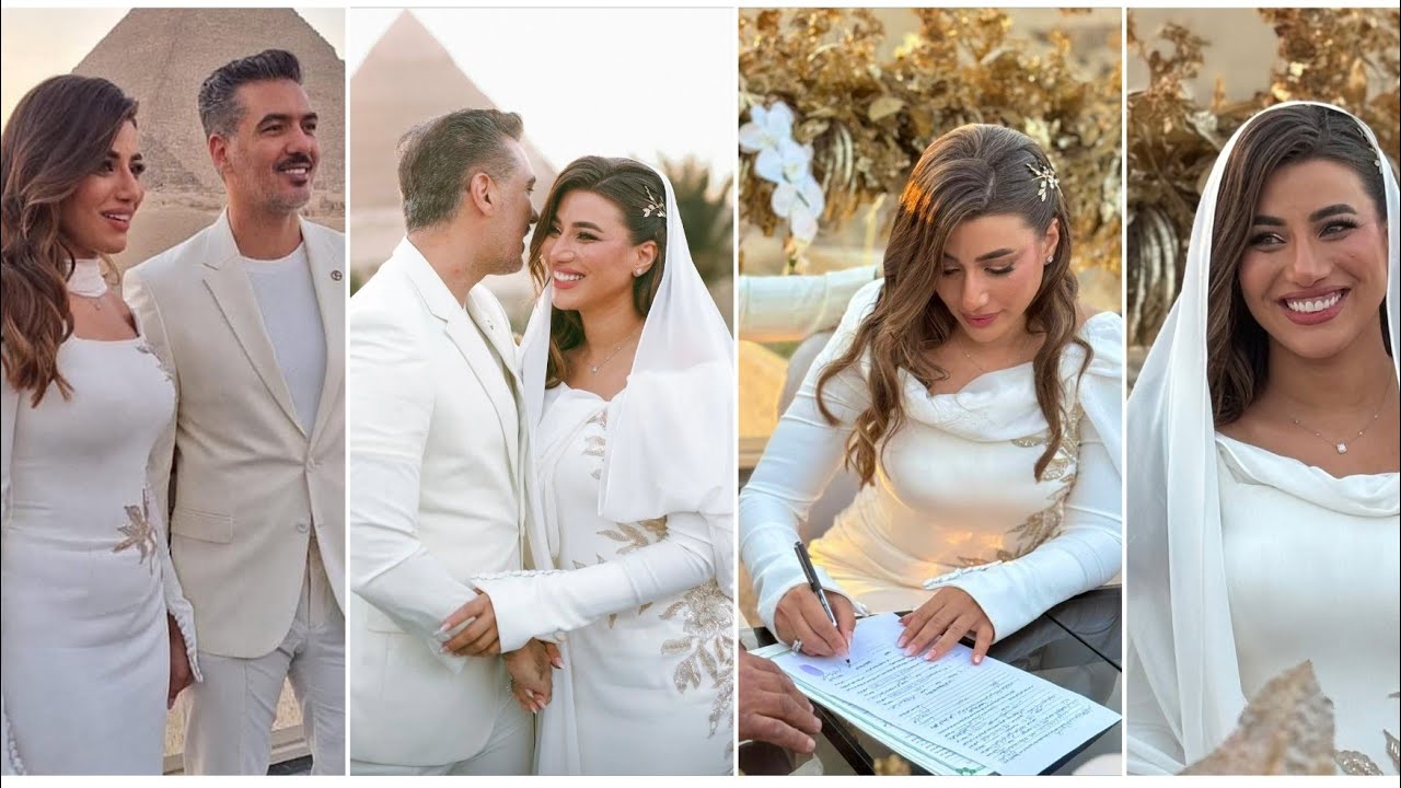 فيديو..كتب كتاب الفنانة هايدي موسي والمذيع محمد غانم في أجواء ساحرة في الاهرامات وتهنئة النجوم ليهم😍