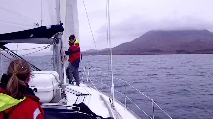 Gybing the jib with the pole