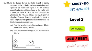 SBT Rotation QNO 105 | Rotation of Cylinder on Plank | No Slip Condition Explained | JEE / NEET