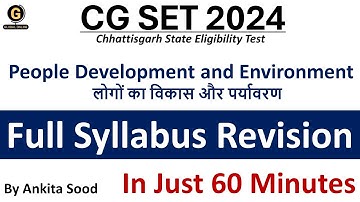 Chhattisgarh SET 2024| People & Environment Full Syllabus Revision for CG SET Paper 1 Preparation|
