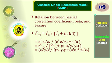 relation between partial correlation coefficient, b and t || Econometrics || U/Grad || MPhil || PhD