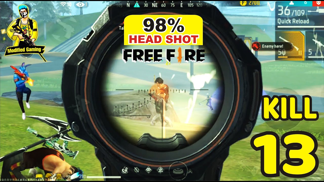 13 Kills 💪 Headshot 👑 Solo Vs Squad 🎯 Free Fire Gameplay 🪂 Free Fire ...