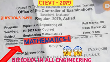 MATHS-I#DIPLOMA IN ALL ENGINEERING MATHEMATICS-I#QUESTION PAPER#CTEVT 2079#Most important#n2tutorial