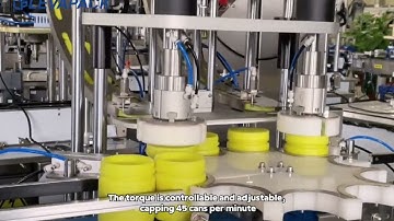 Levapack Fully Automatic Plastic Can Double Head Servo Turntable Capping Machine